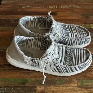 Hey Dude Black and White Patterned Loafers